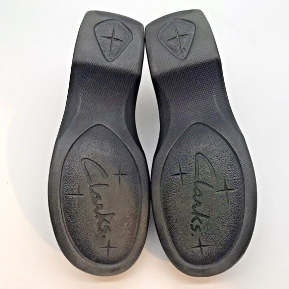 Clarks May Poppy Brown Leather Slip On Loafers Women's 7.5M Side Gusset Shoes - Picture 8 of 11